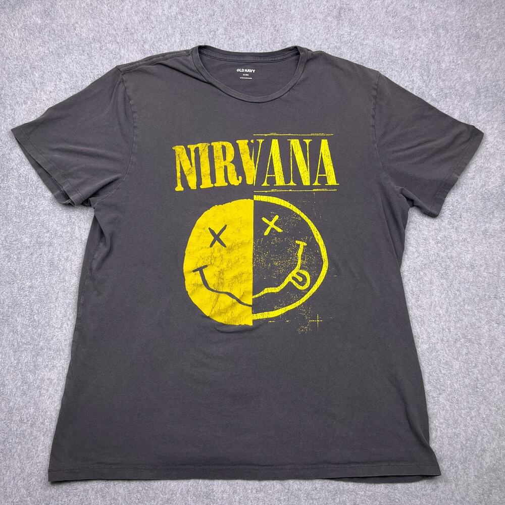 old navy nirvana band t-shirt mens xl tall black crew neck